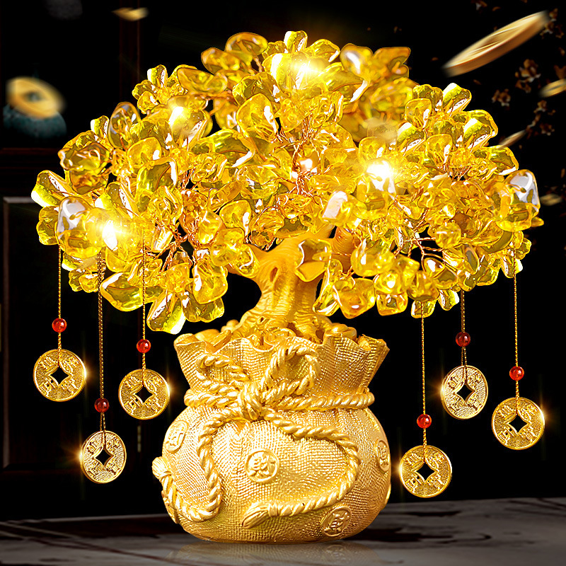 Citrine Lucky Money Tree - Feng Shui Wealth Attracting Plant for Home & Office